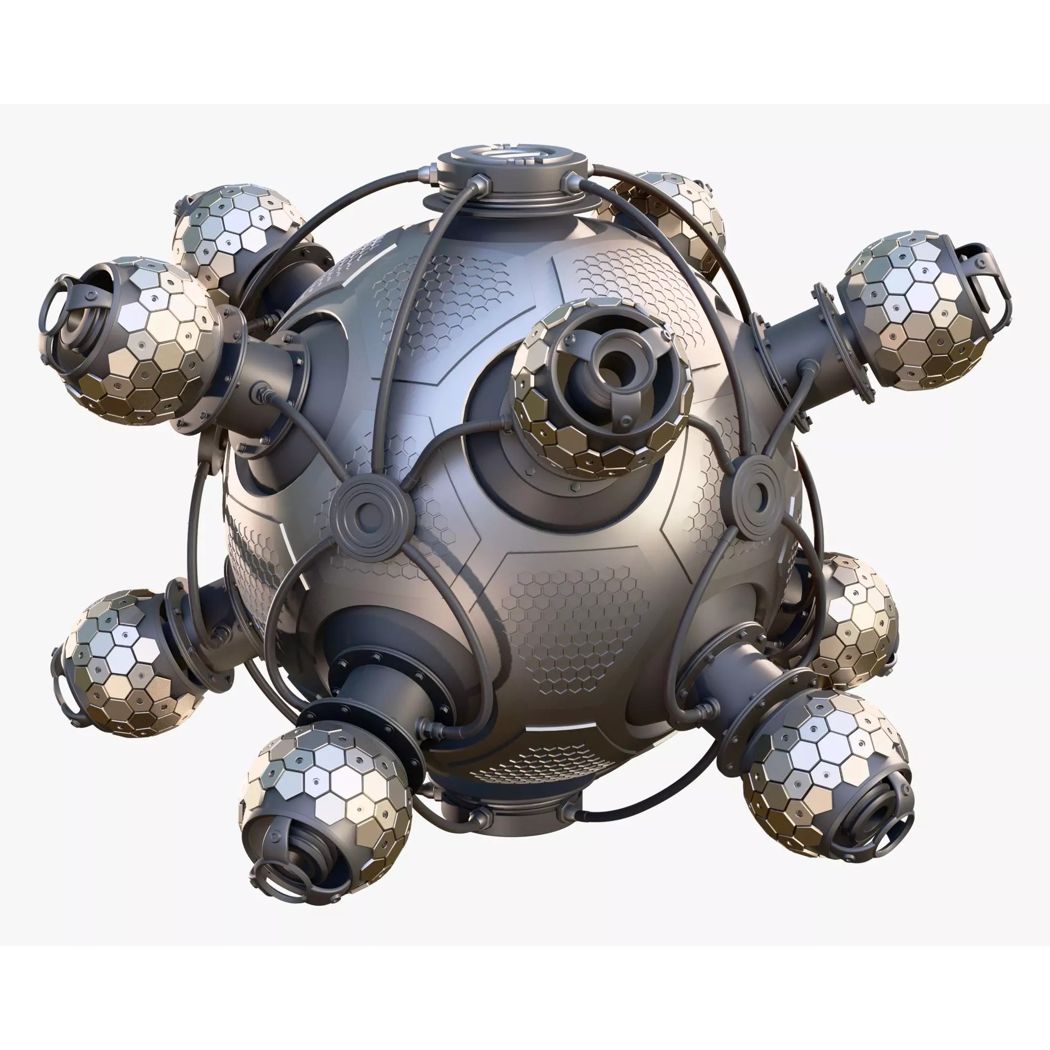 Abstract SciFi Spherical Core Hub M1 - Game-Ready 3D Model - View 4