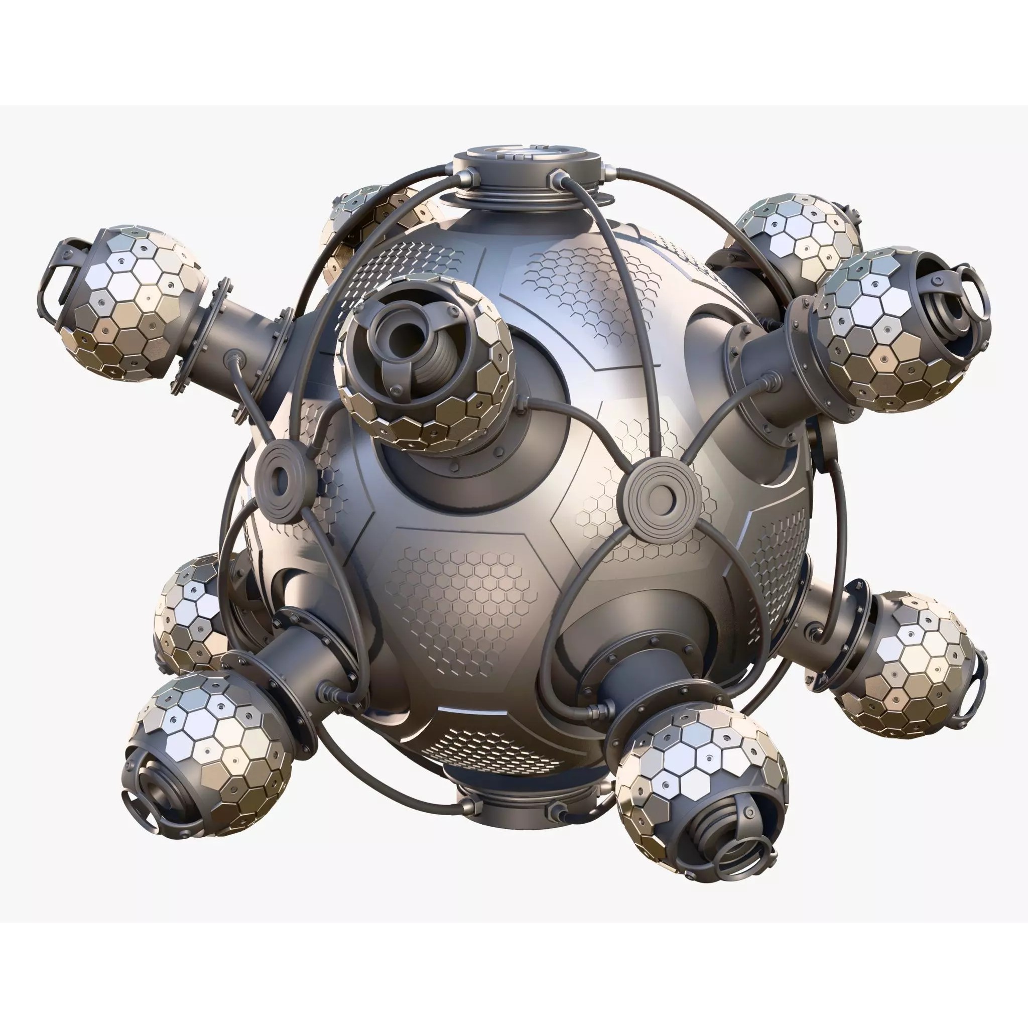 Abstract SciFi Spherical Core Hub M1 - Game-Ready 3D Model - View 6