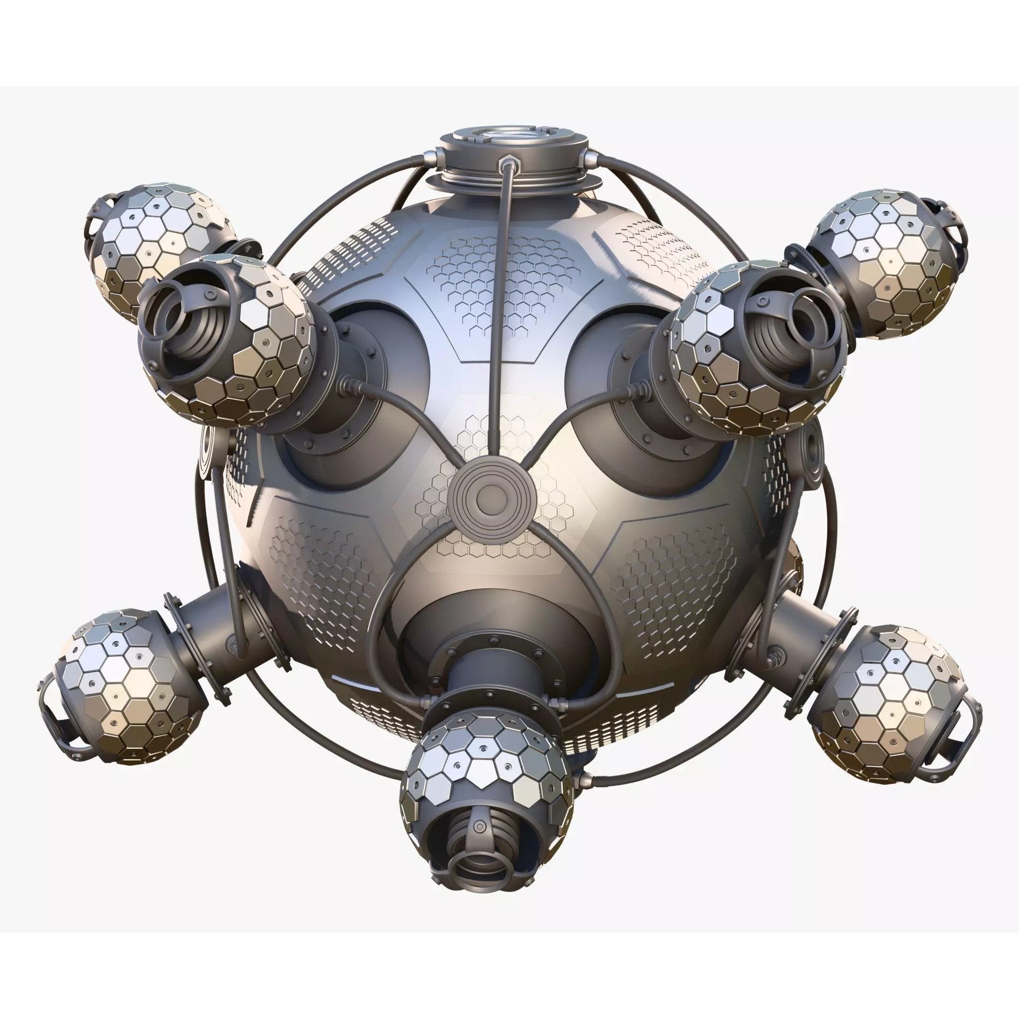 Abstract SciFi Spherical Core Hub M1 - Game-Ready 3D Model - View 7