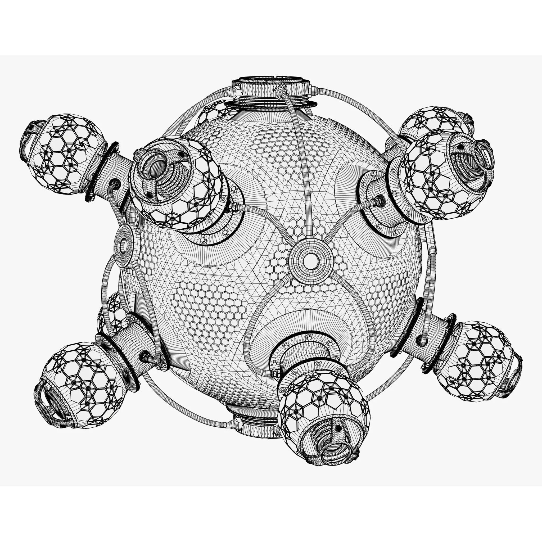 Abstract SciFi Spherical Core Hub M1 - Game-Ready 3D Model - View 8