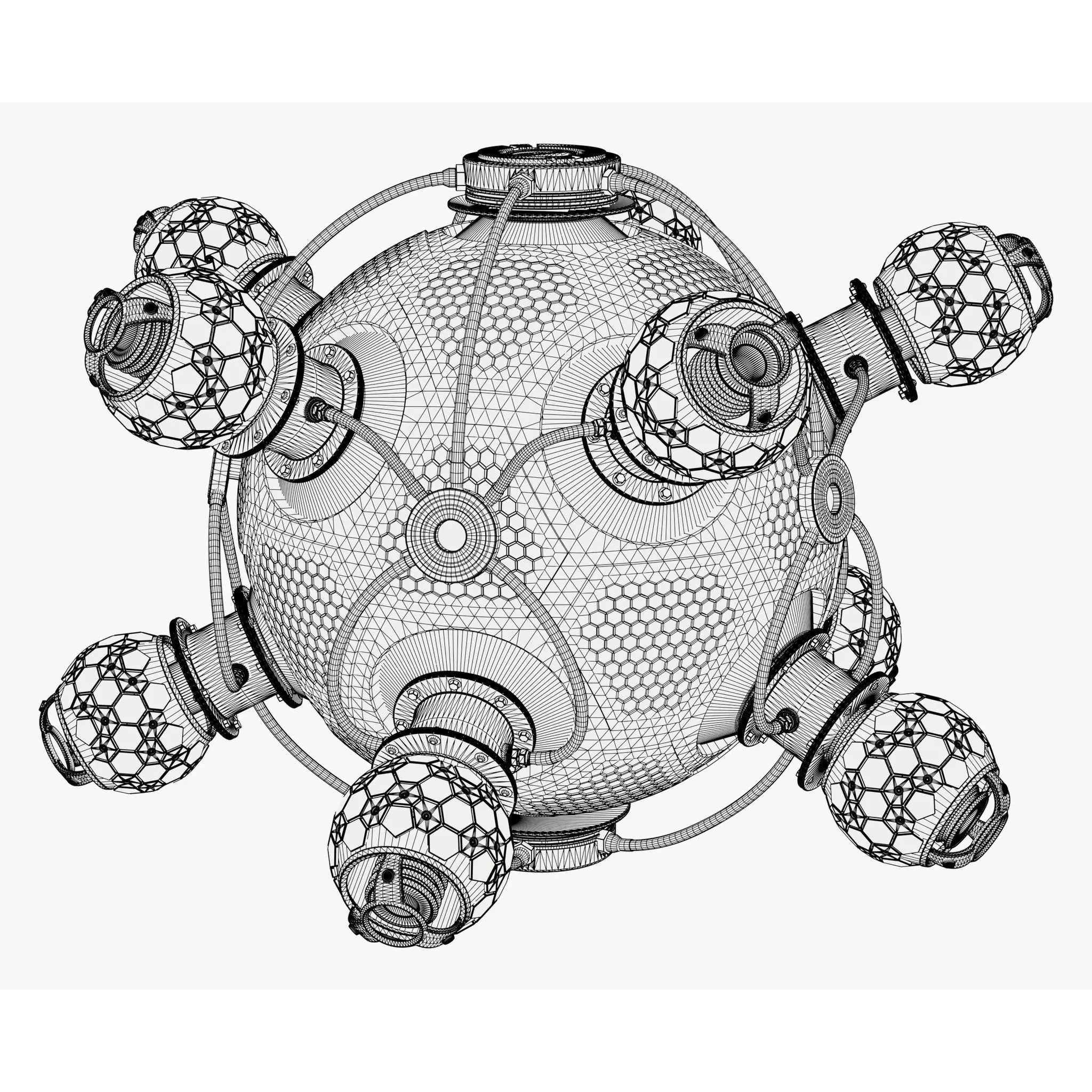 Abstract SciFi Spherical Core Hub M1 - Game-Ready 3D Model - View 9