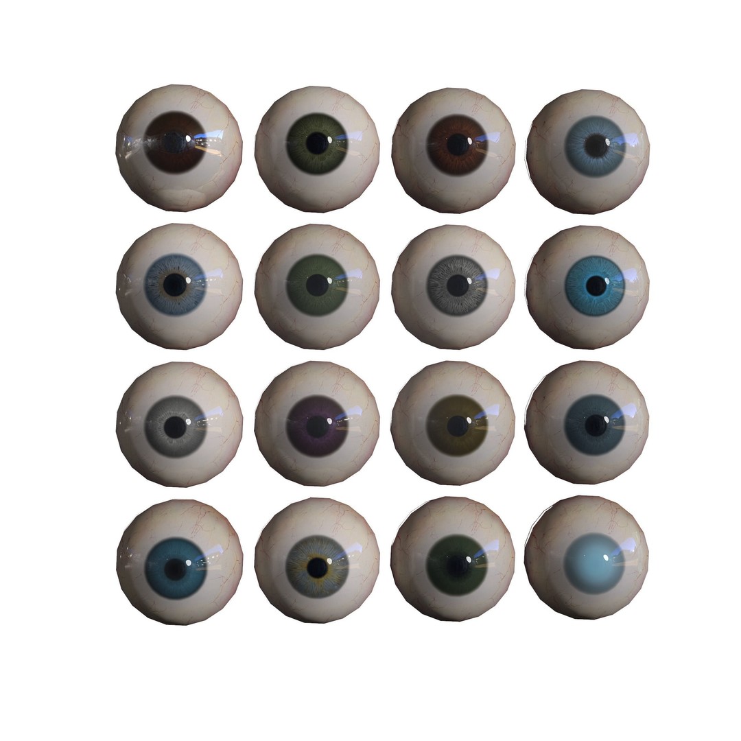 Realistic Eye 3D Model – Low Poly Game Asset with 16 Colors - View 5