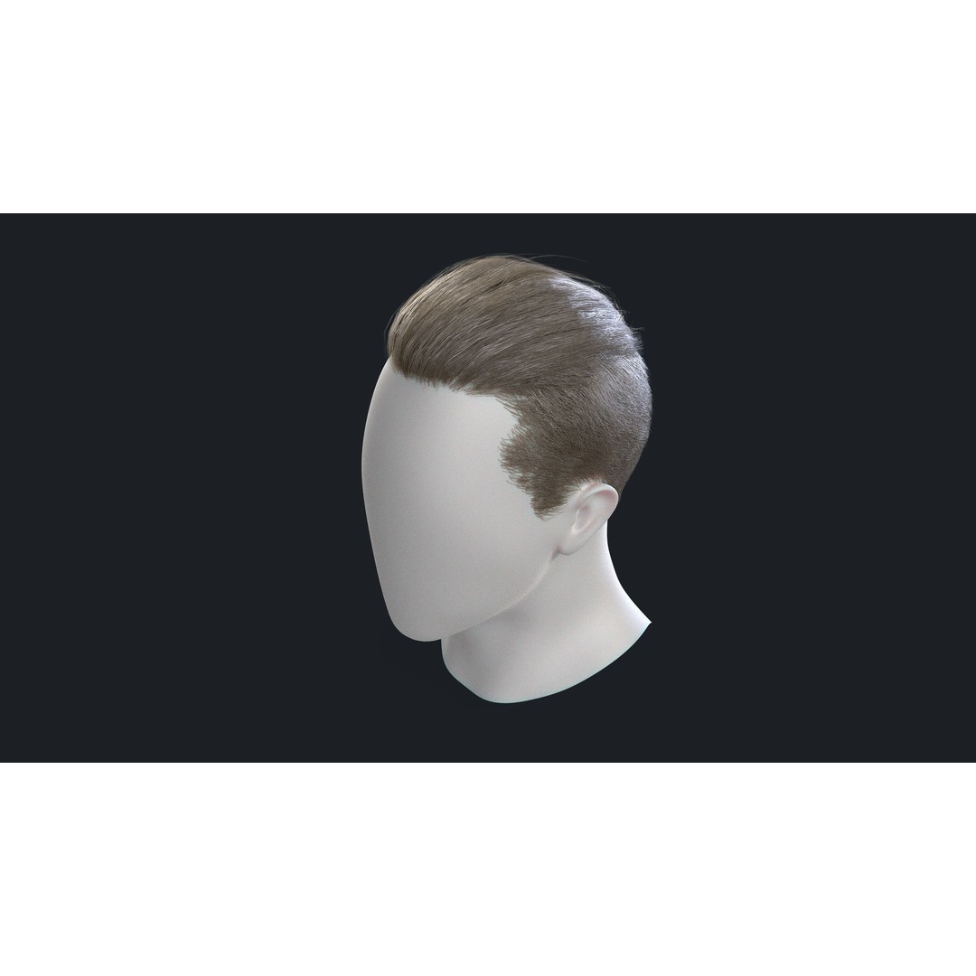 Realtime Men's Hairstyle 3D Model – Low Poly Game Asset, FBX - View 10