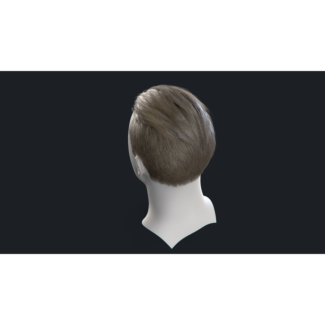 Realtime Men's Hairstyle 3D Model – Low Poly Game Asset, FBX - View 11