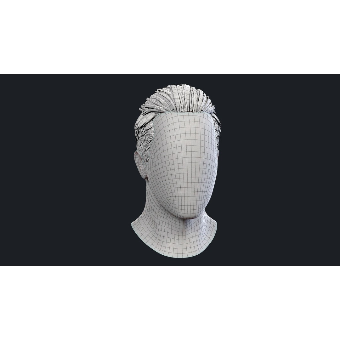 Realtime Men's Hairstyle 3D Model – Low Poly Game Asset, FBX - View 14
