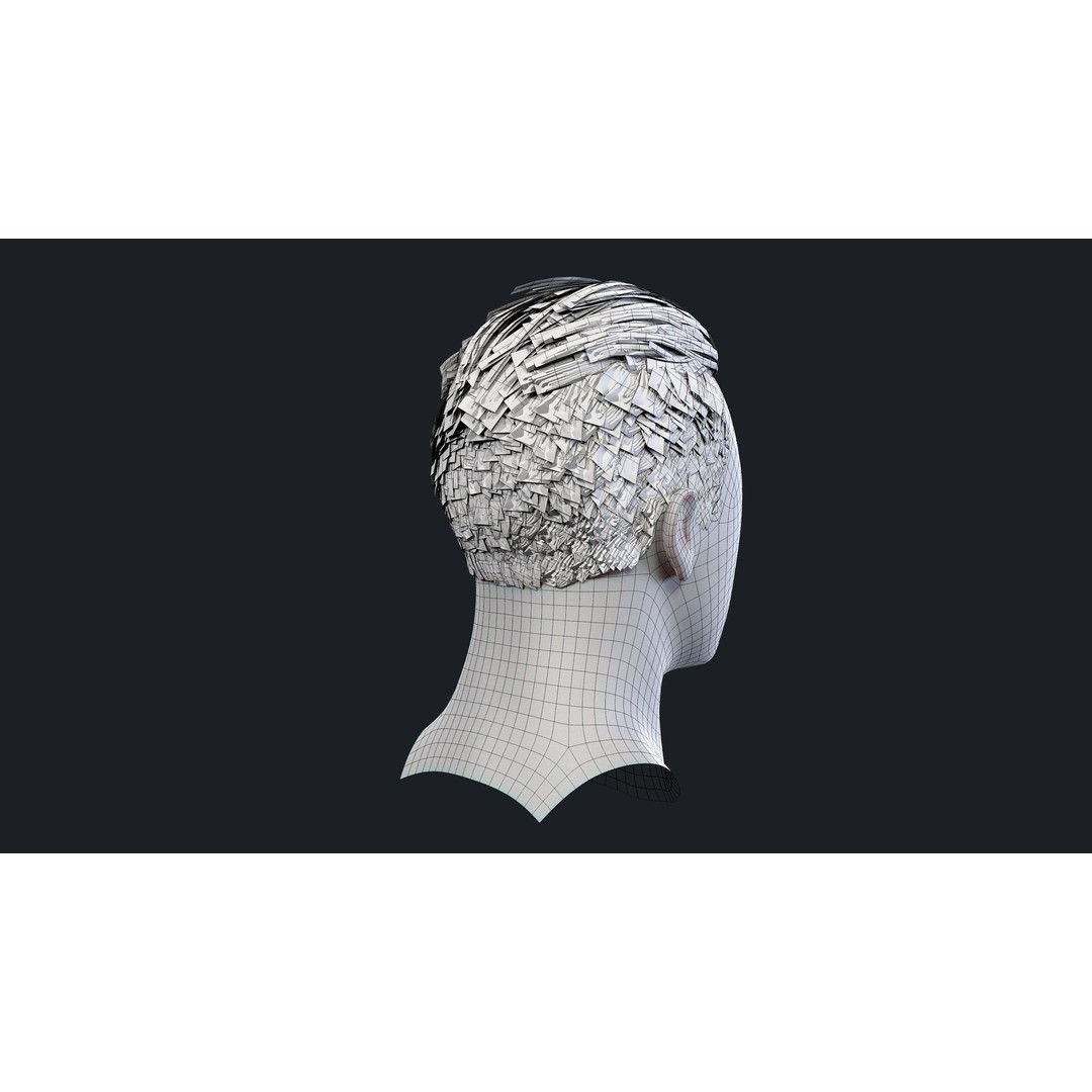 Realtime Men's Hairstyle 3D Model – Low Poly Game Asset, FBX - View 15