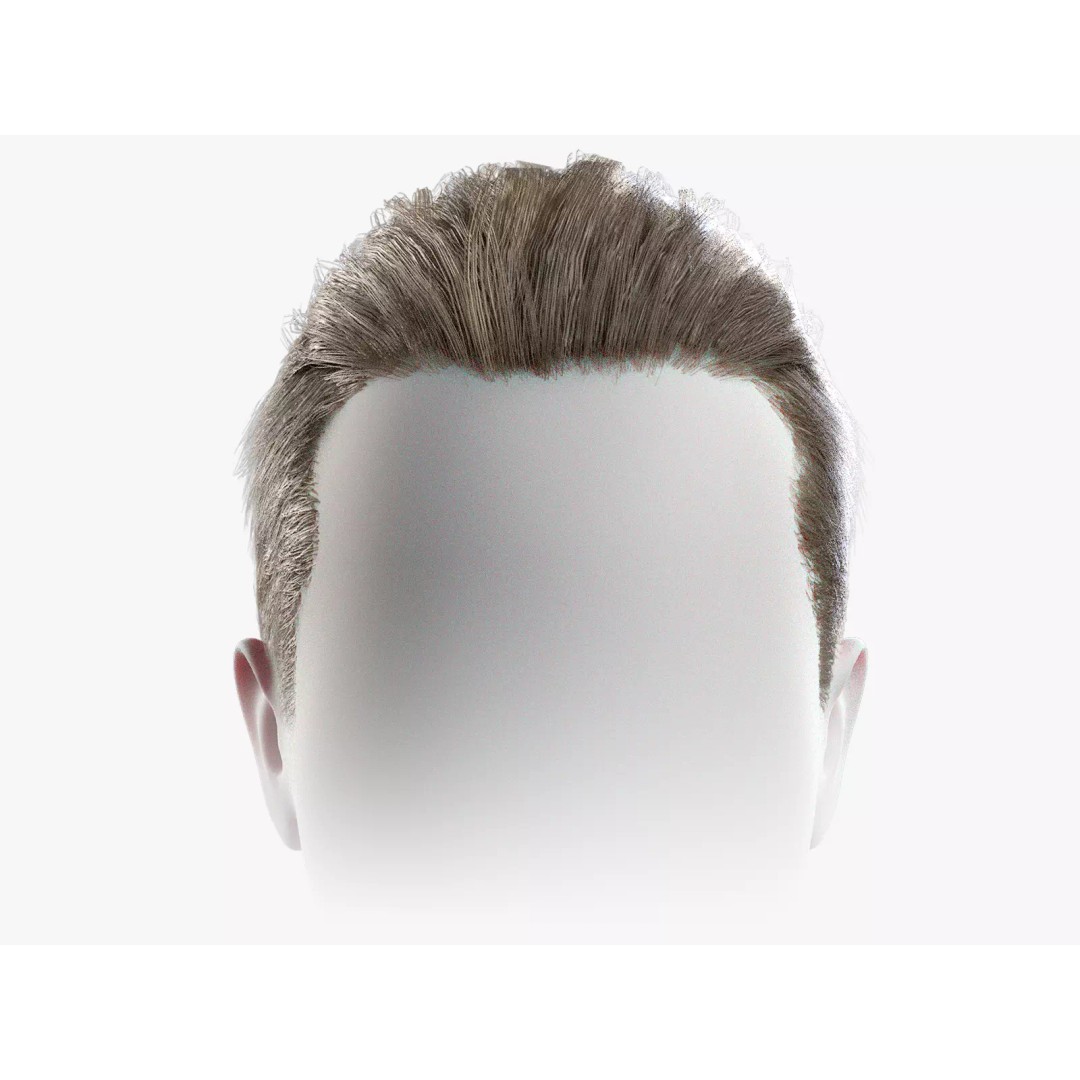 Realtime Men's Hairstyle 3D Model – Low Poly Game Asset, FBX - View 2