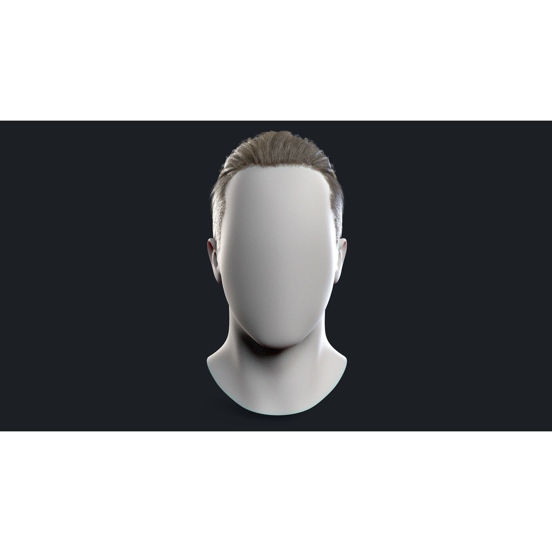 Realtime Men's Hairstyle 3D Model – Low Poly Game Asset, FBX - View 3