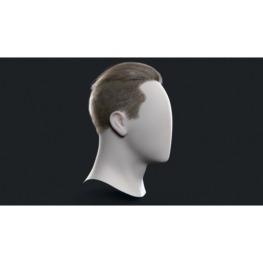 Realtime Men's Hairstyle 3D Model – Low Poly Game Asset, FBX - View 4