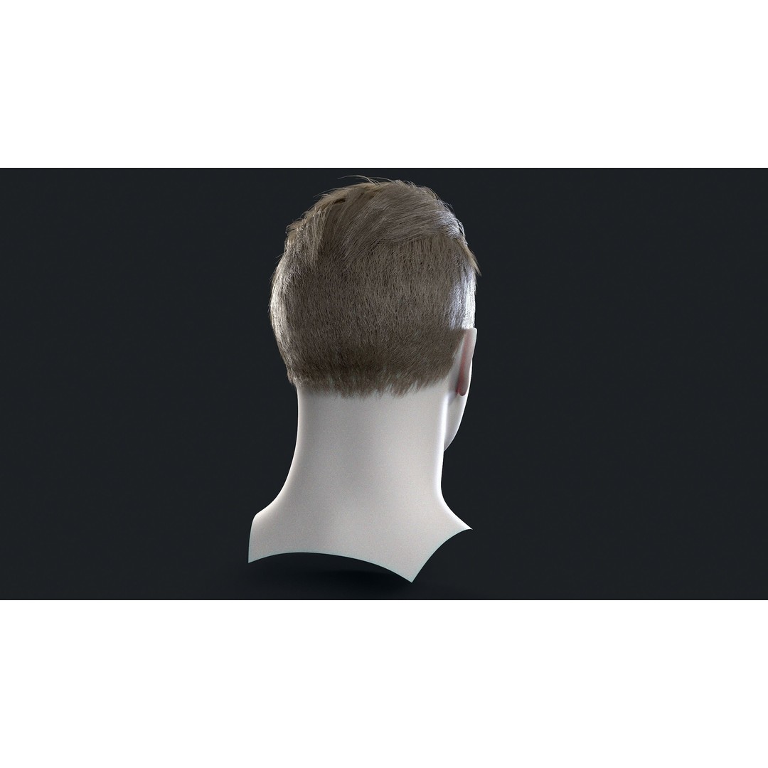 Realtime Men's Hairstyle 3D Model – Low Poly Game Asset, FBX - View 5