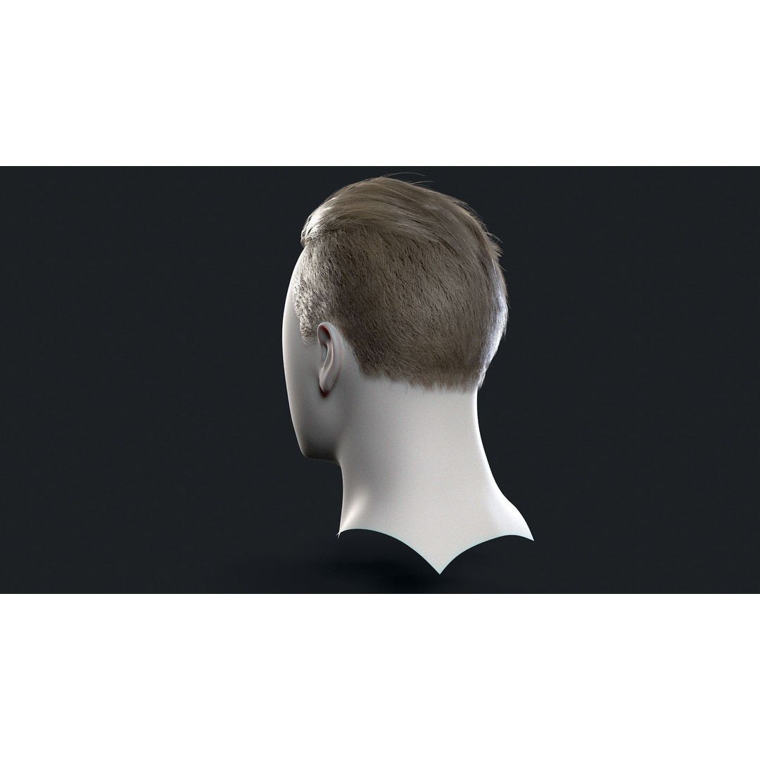 Realtime Men's Hairstyle 3D Model – Low Poly Game Asset, FBX - View 6