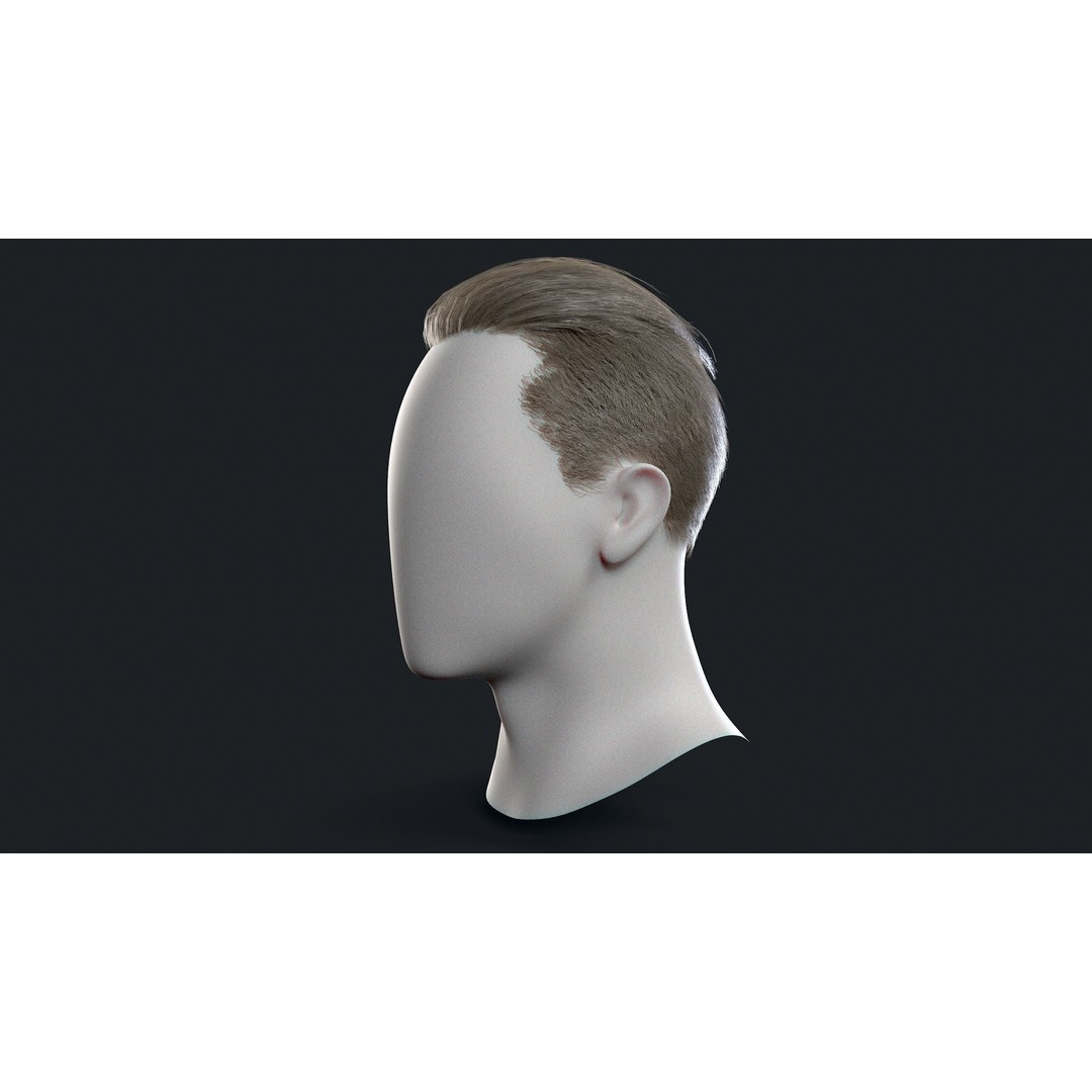 Realtime Men's Hairstyle 3D Model – Low Poly Game Asset, FBX - View 7