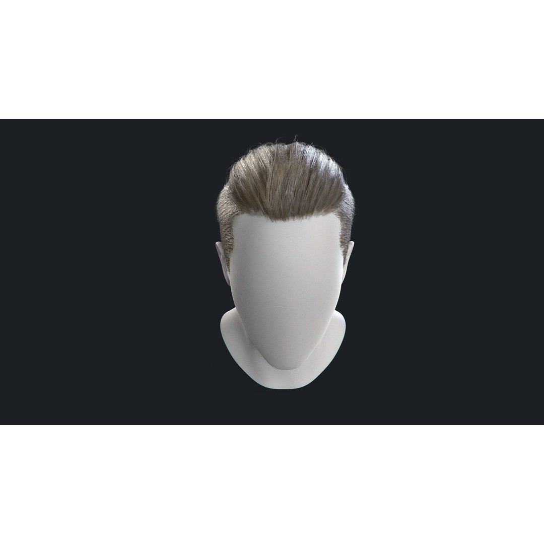 Realtime Men's Hairstyle 3D Model – Low Poly Game Asset, FBX - View 8