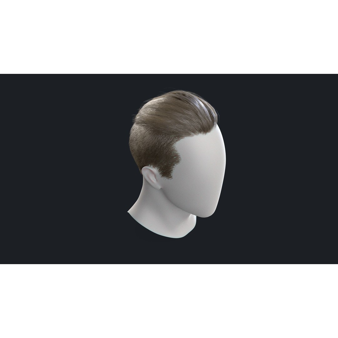 Realtime Men's Hairstyle 3D Model – Low Poly Game Asset, FBX - View 9