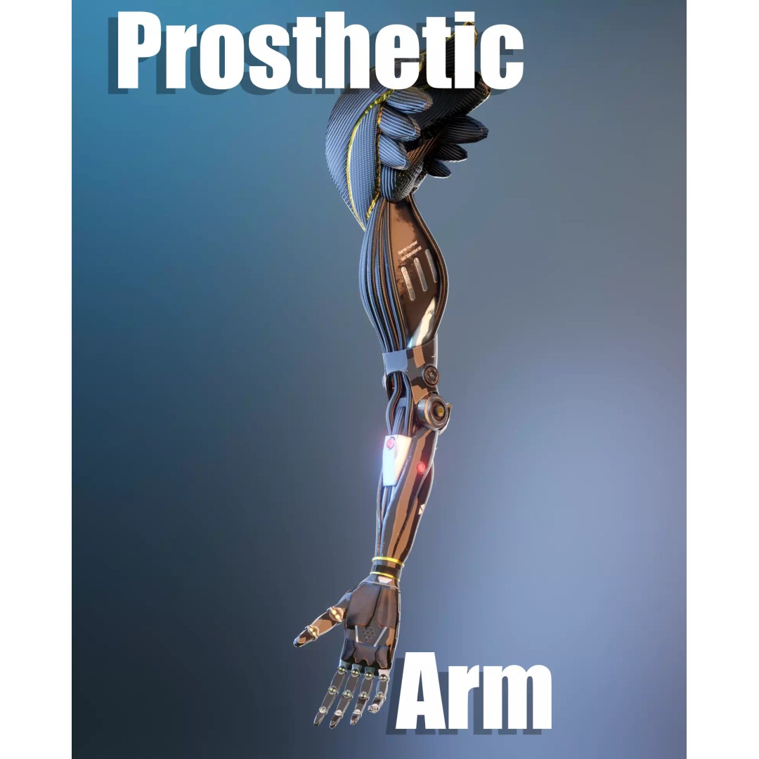 Prosthetic Arm 3D Model – Low Poly Rigged Character Asset, FBX - View 2