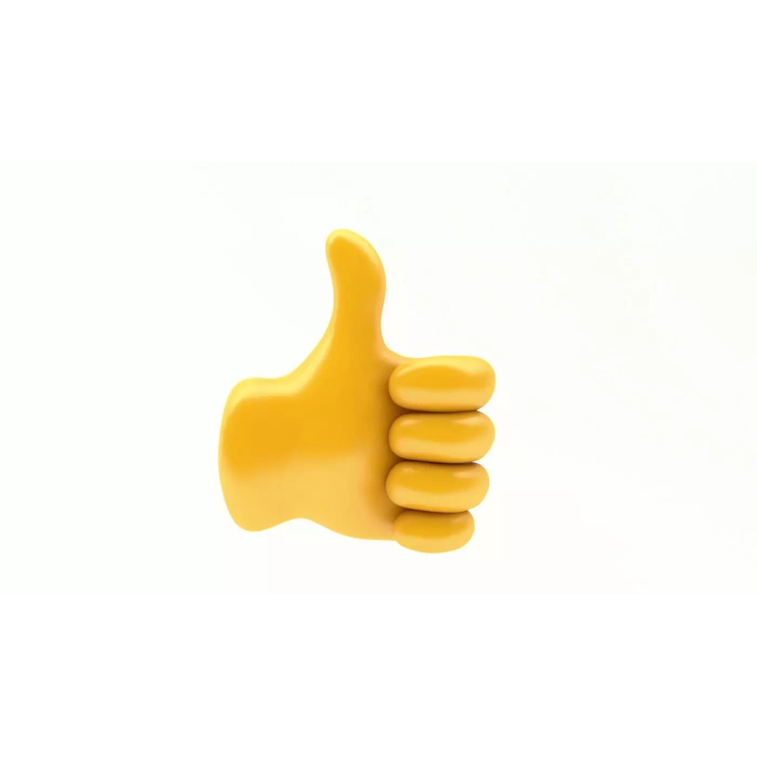 Emoji Hand Thumbs Up 3D Model – Low Poly Icon with PBR Textures - View 2