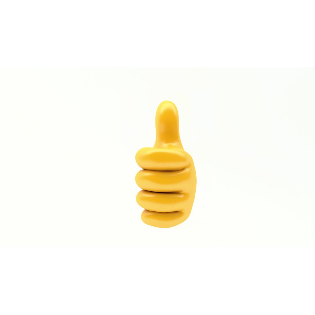 Emoji Hand Thumbs Up 3D Model – Low Poly Icon with PBR Textures - View 3