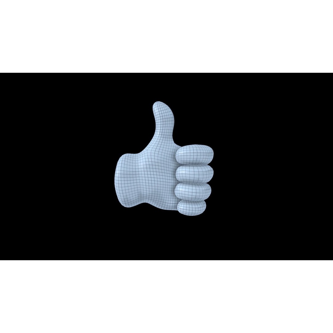 Emoji Hand Thumbs Up 3D Model – Low Poly Icon with PBR Textures - View 4