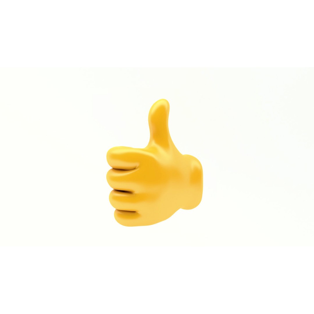 Emoji Hand Thumbs Up 3D Model – Low Poly Icon with PBR Textures - View 5