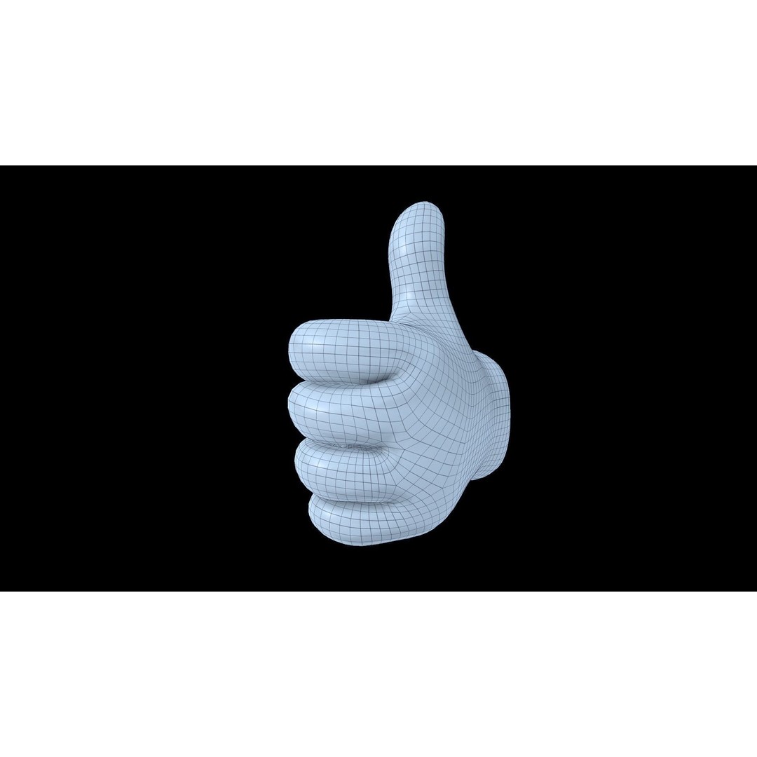Emoji Hand Thumbs Up 3D Model – Low Poly Icon with PBR Textures - View 9
