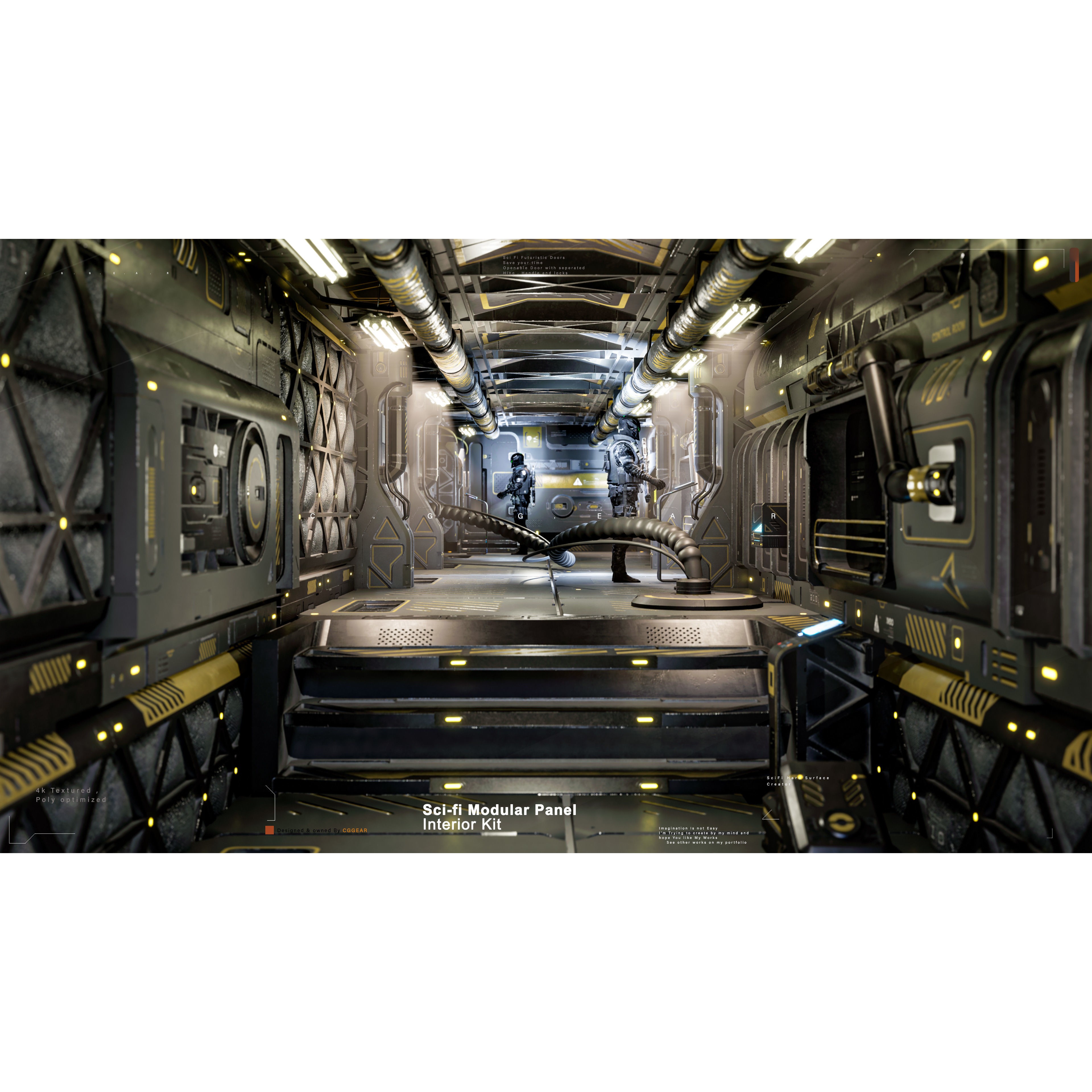 Sci-Fi Modular Panel Kit Vol-2 - Low-Poly Game-Ready 3D Model - View 3
