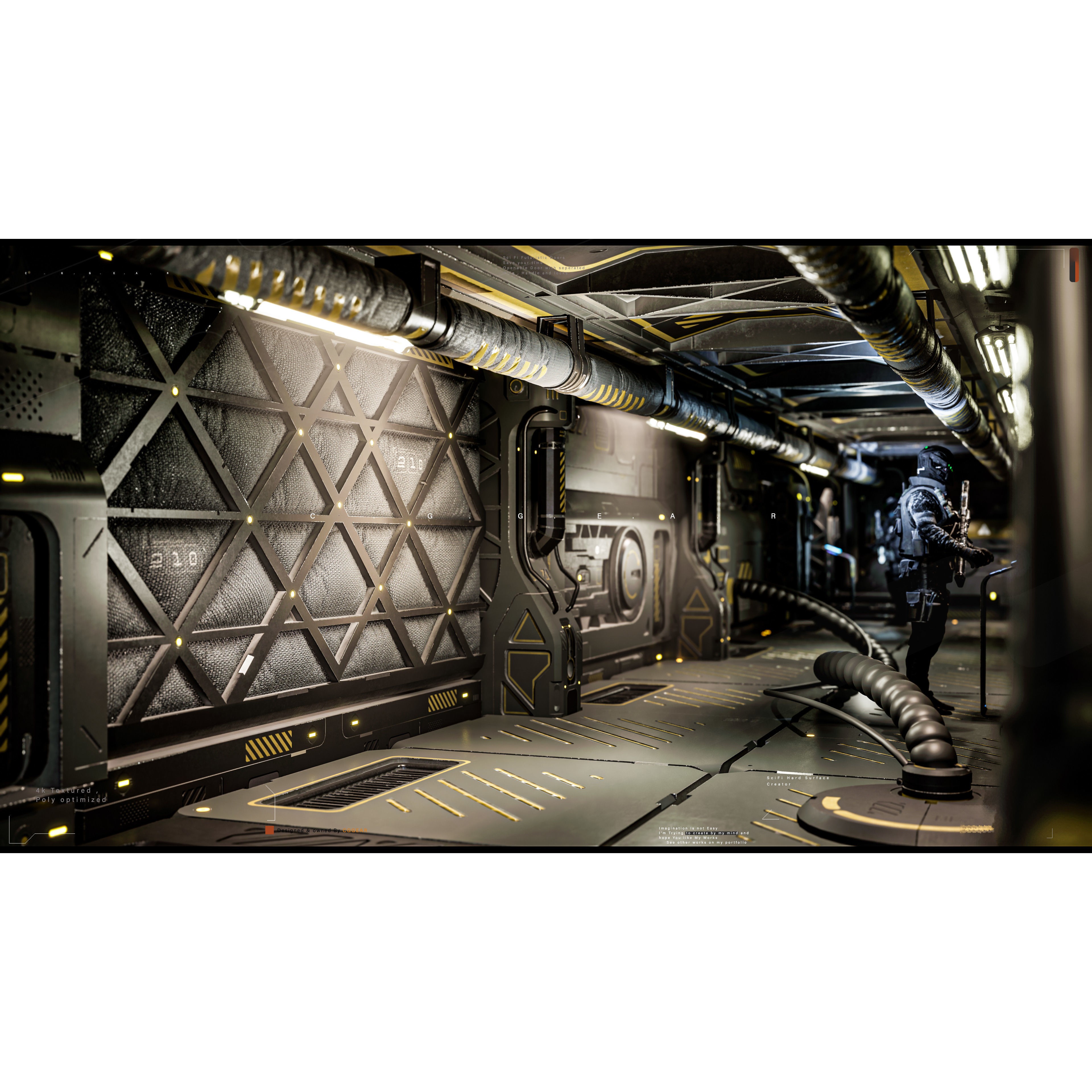 Sci-Fi Modular Panel Kit Vol-2 - Low-Poly Game-Ready 3D Model - View 6