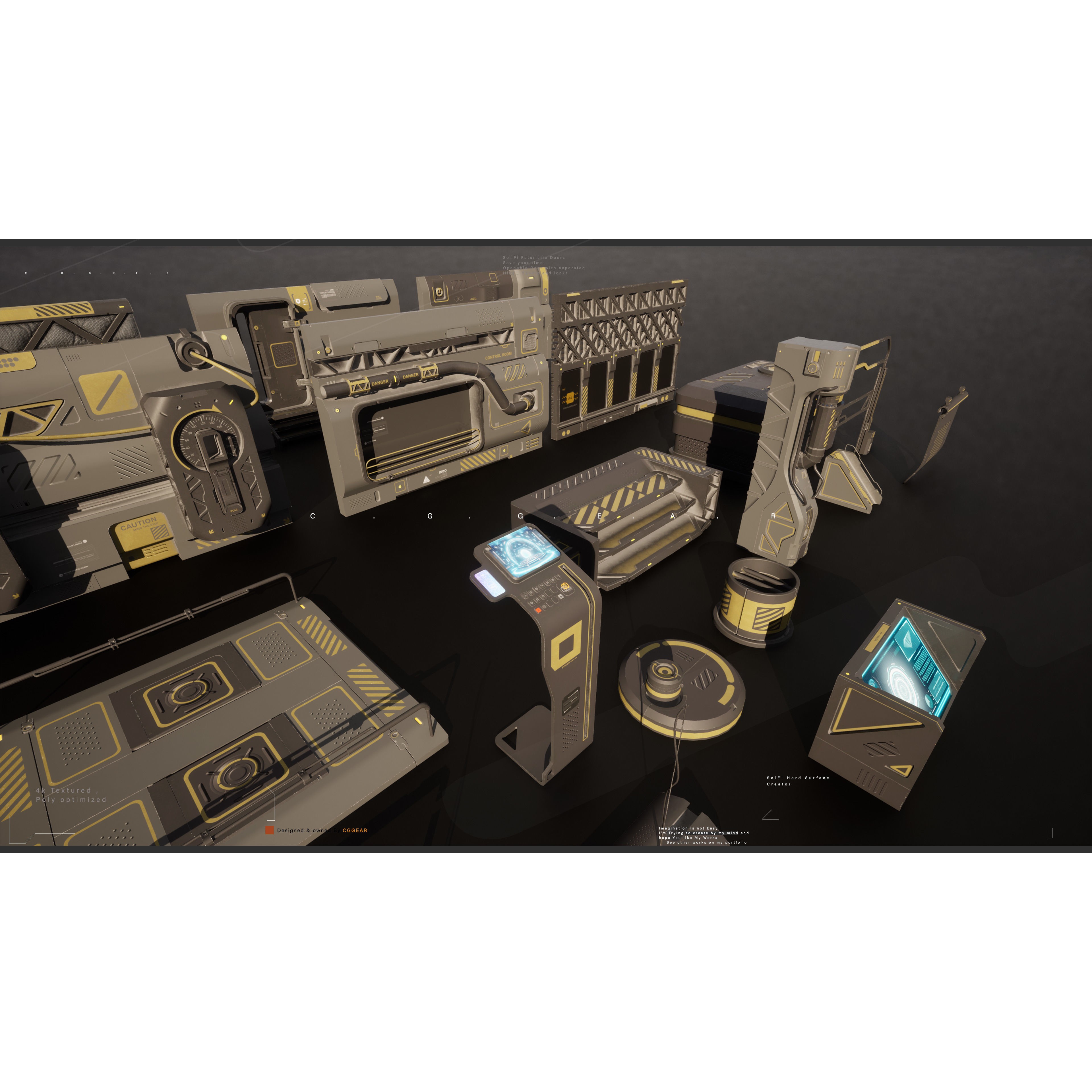 Sci-Fi Modular Panel Kit Vol-2 - Low-Poly Game-Ready 3D Model - View 8