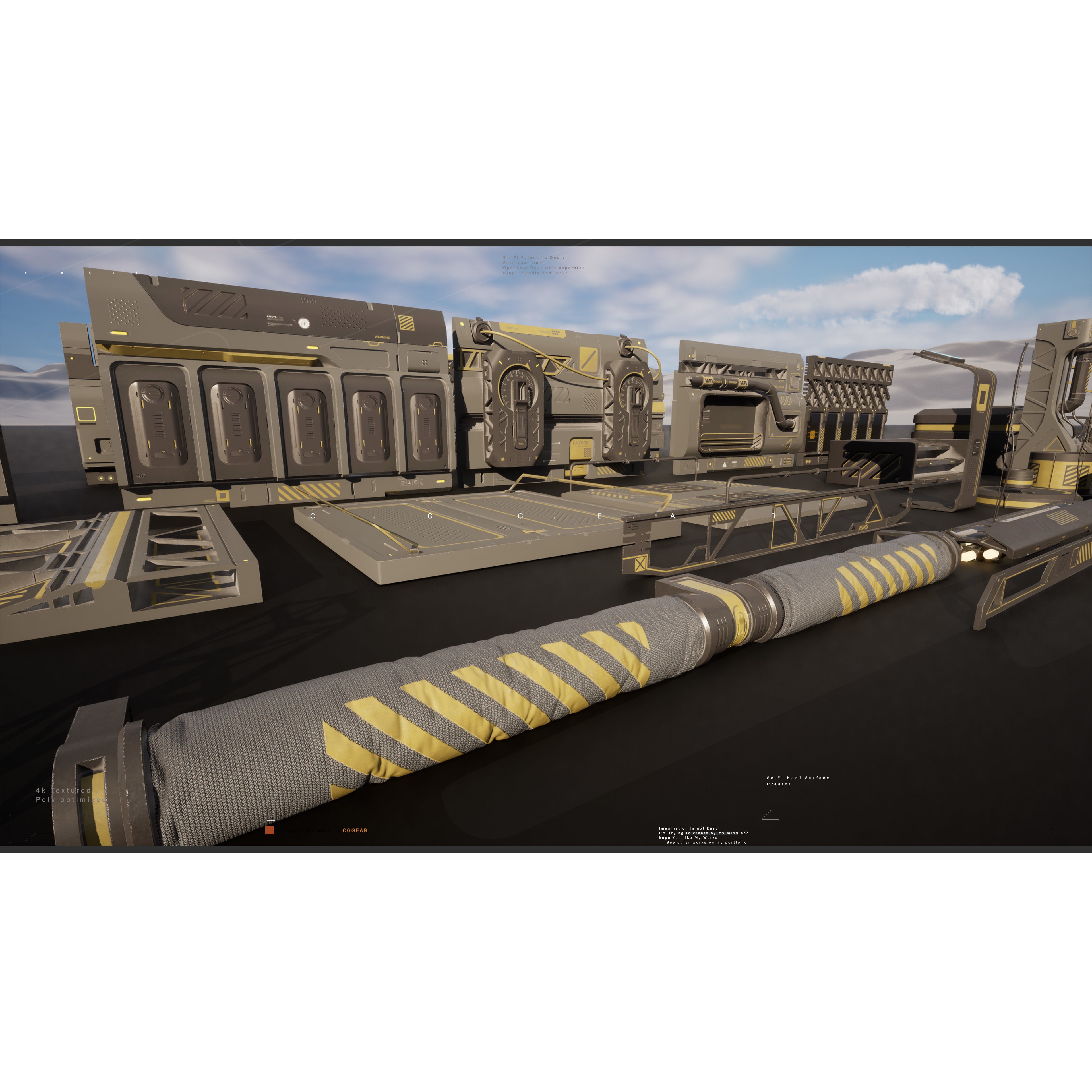 Sci-Fi Modular Panel Kit Vol-2 - Low-Poly Game-Ready 3D Model - View 9