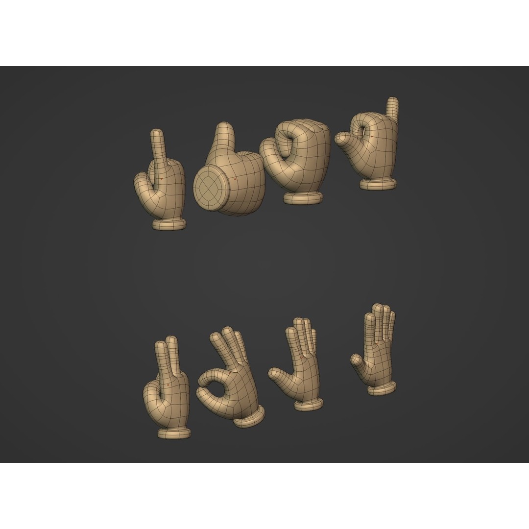 Cartoon Hands 3D Model – Low Poly Character Pack for Animation - View 14