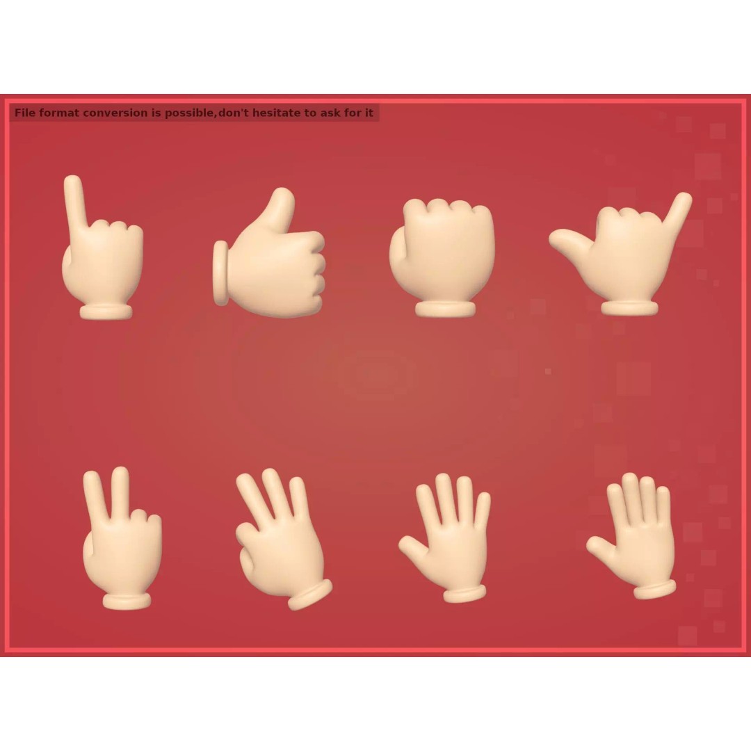 Cartoon Hands 3D Model – Low Poly Character Pack for Animation - View 2