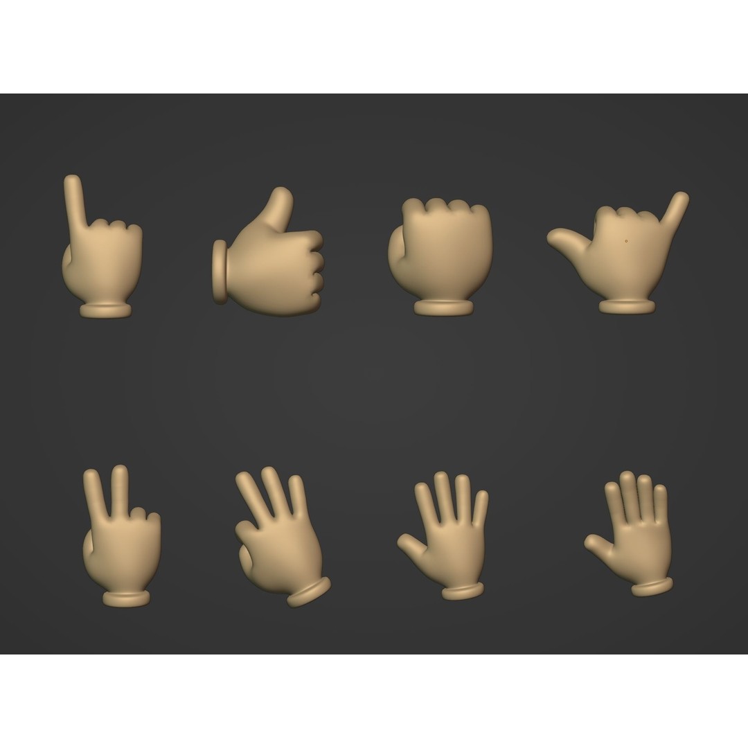 Cartoon Hands 3D Model – Low Poly Character Pack for Animation - View 3