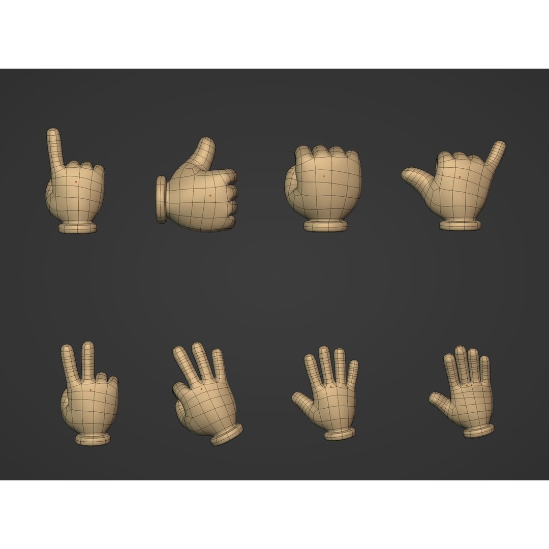 Cartoon Hands 3D Model – Low Poly Character Pack for Animation - View 4
