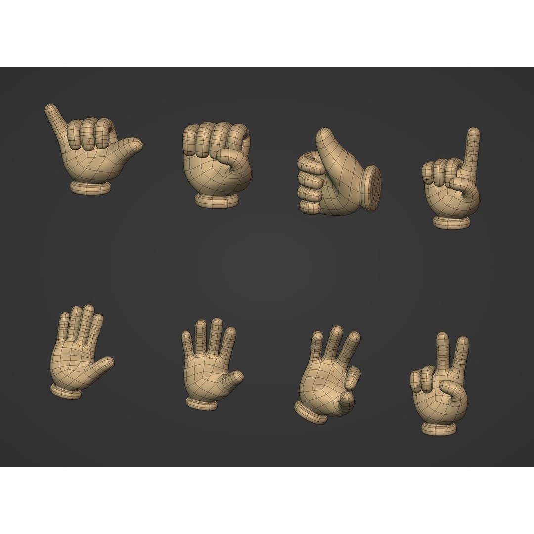 Cartoon Hands 3D Model – Low Poly Character Pack for Animation - View 6