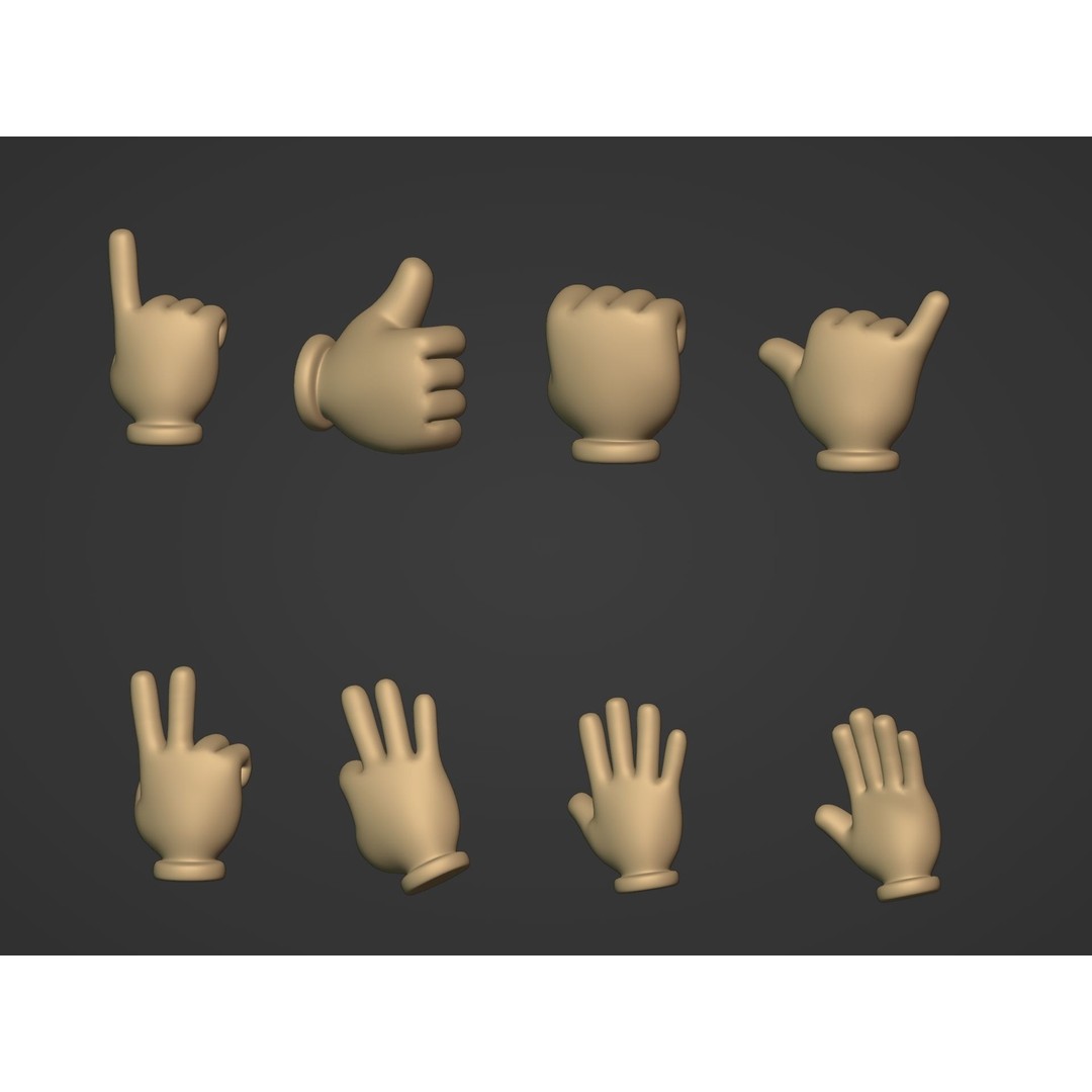 Cartoon Hands 3D Model – Low Poly Character Pack for Animation - View 7