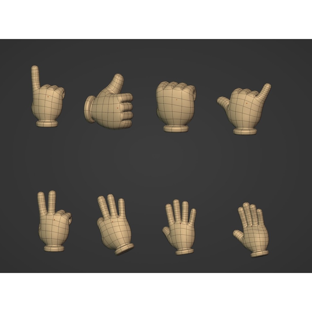 Cartoon Hands 3D Model – Low Poly Character Pack for Animation - View 8