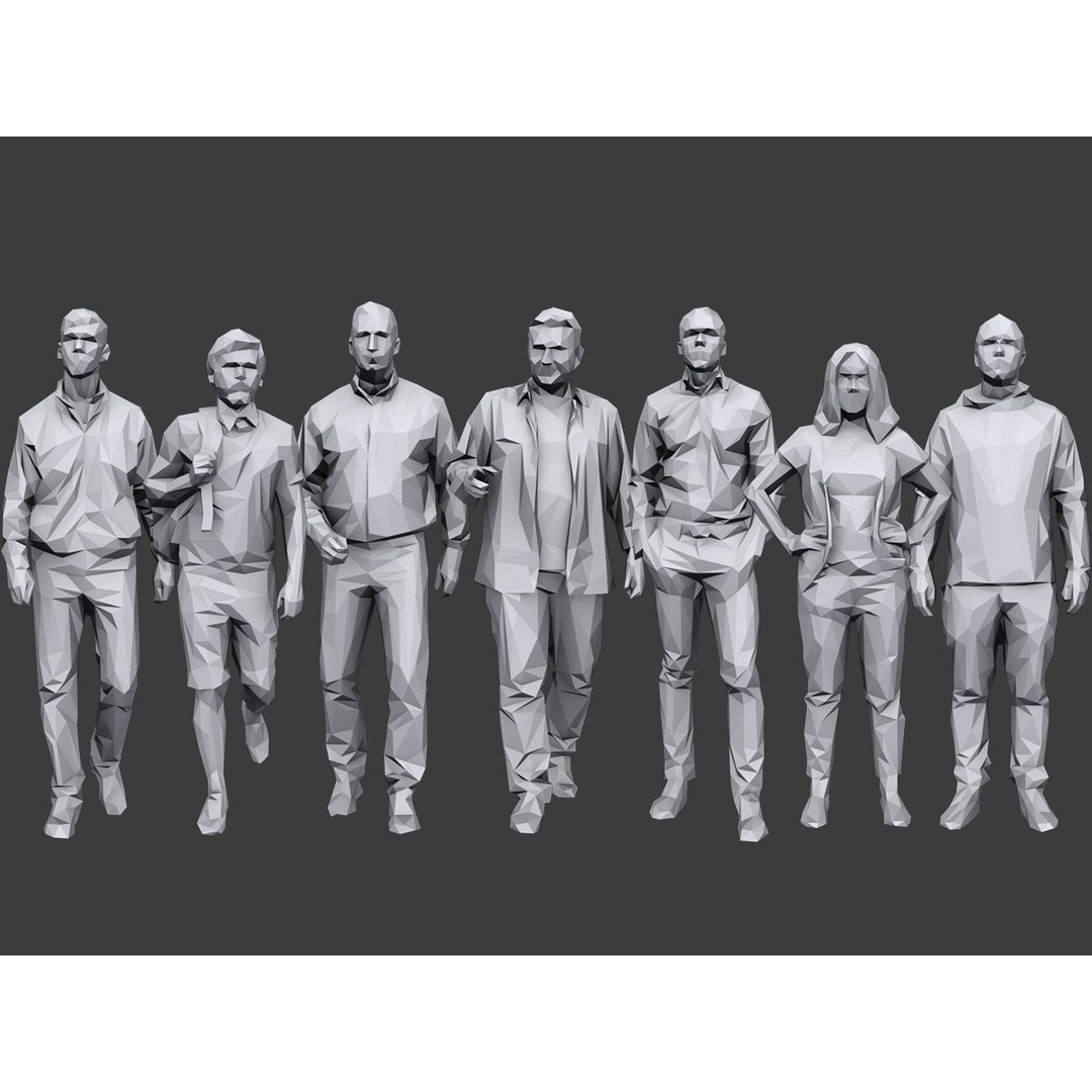 Lowpoly People 3D Model – Casual Characters Pack, Game Ready - View 2