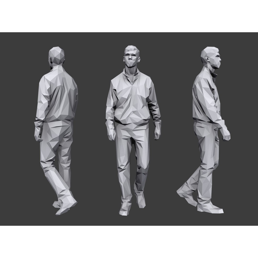 Lowpoly People 3D Model – Casual Characters Pack, Game Ready - View 3