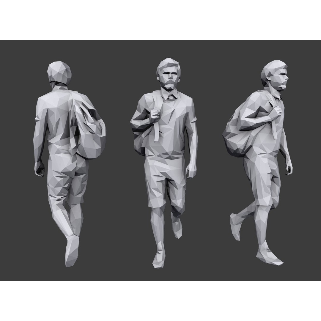 Lowpoly People 3D Model – Casual Characters Pack, Game Ready - View 4