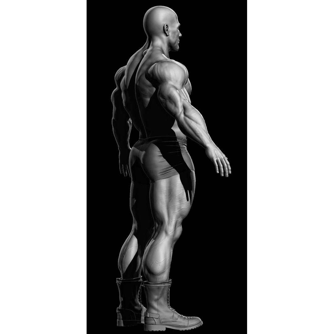 Bodybuilder Male 3D Model – High Poly Character Asset, OBJ - View 5