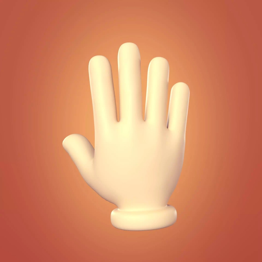 Cartoon Hand 3D Model – Rigged Low-Poly Character Asset, FBX - View 2
