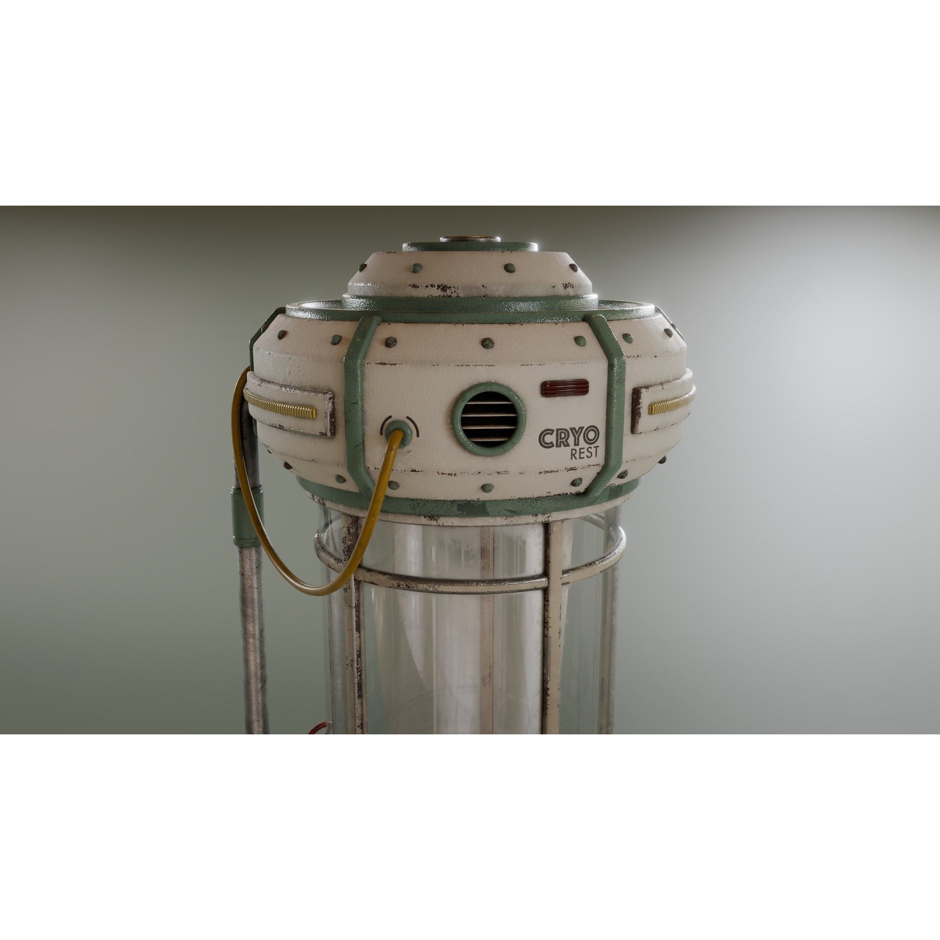 Cryogenic Hibernation Capsule - Low-Poly Game-Ready 3D Model - View 7
