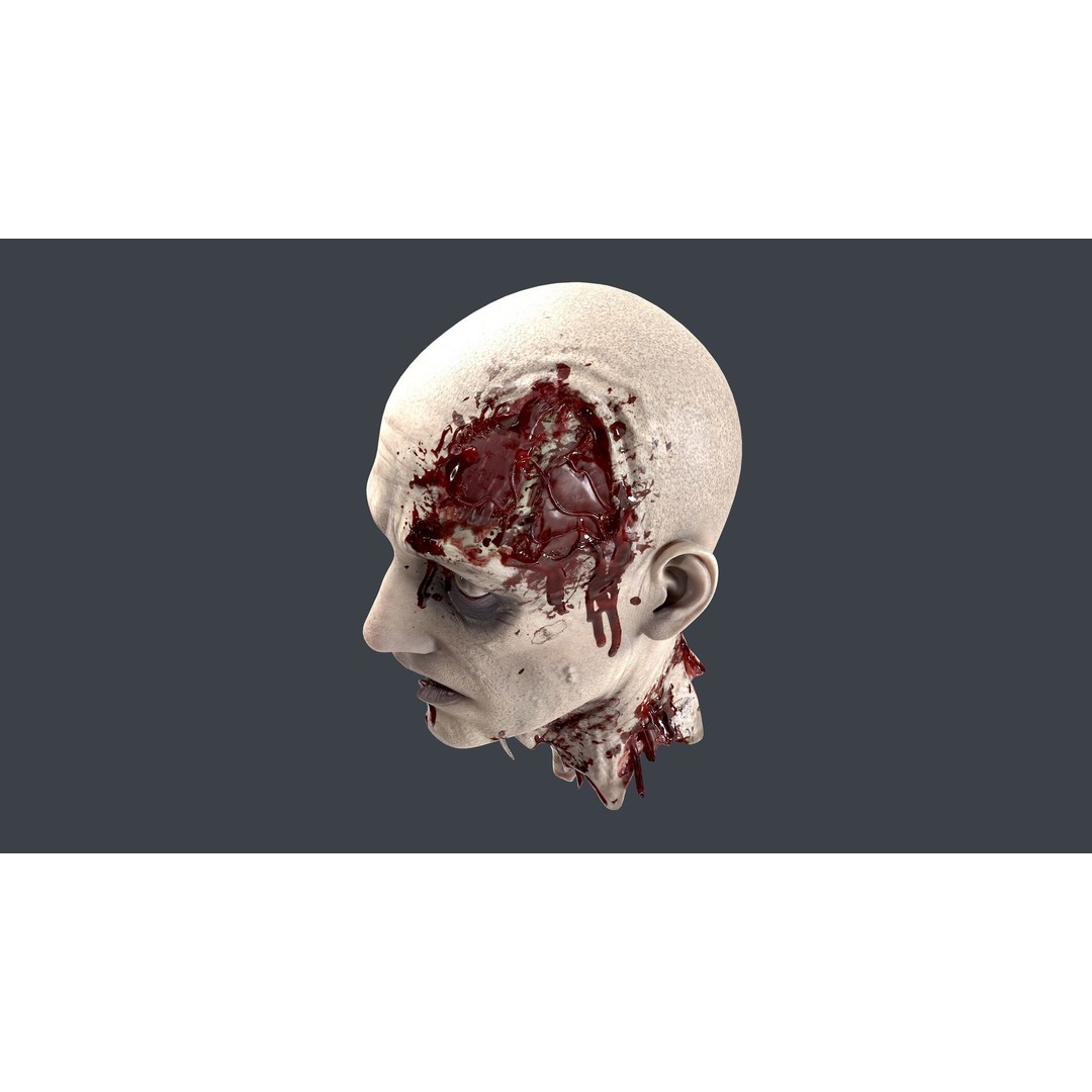 Severed Head 3D Model – Low Poly Character Asset with PBR Textures - View 12