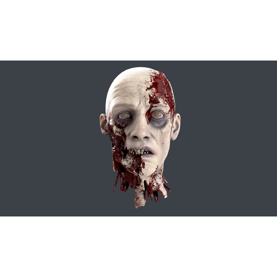 Severed Head 3D Model – Low Poly Character Asset with PBR Textures - View 3