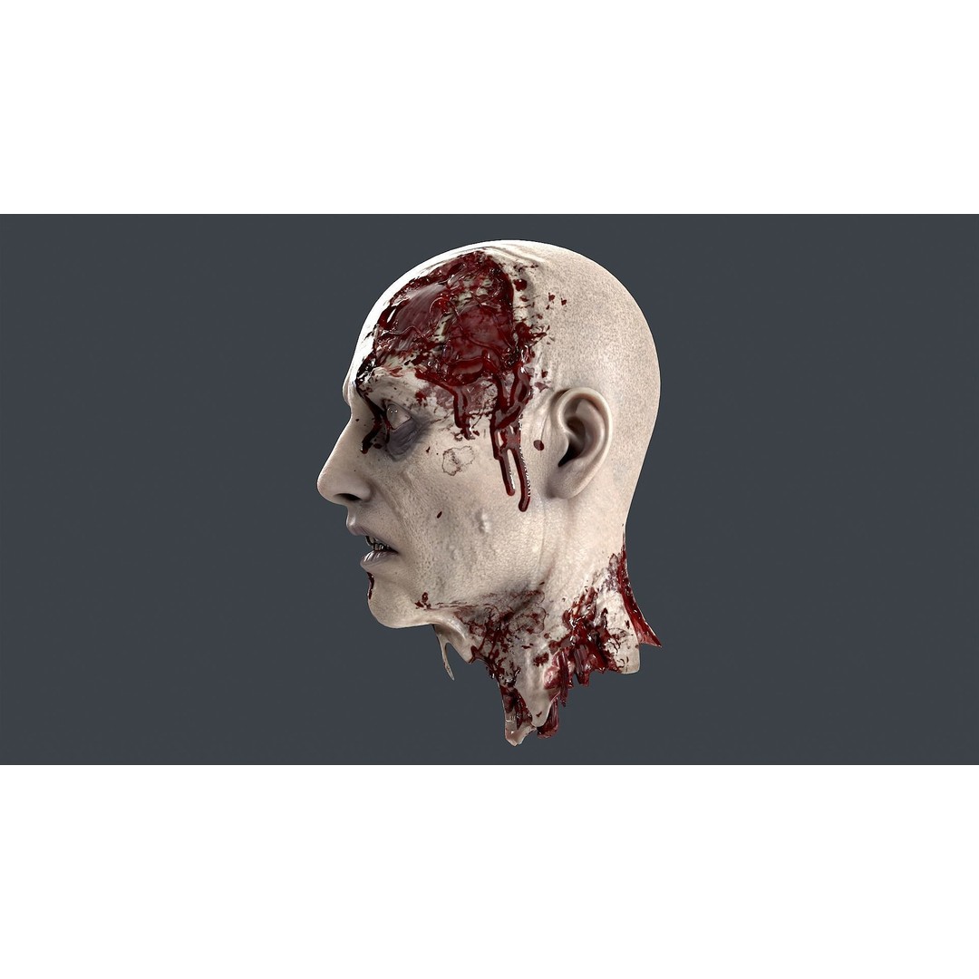 Severed Head 3D Model – Low Poly Character Asset with PBR Textures - View 6
