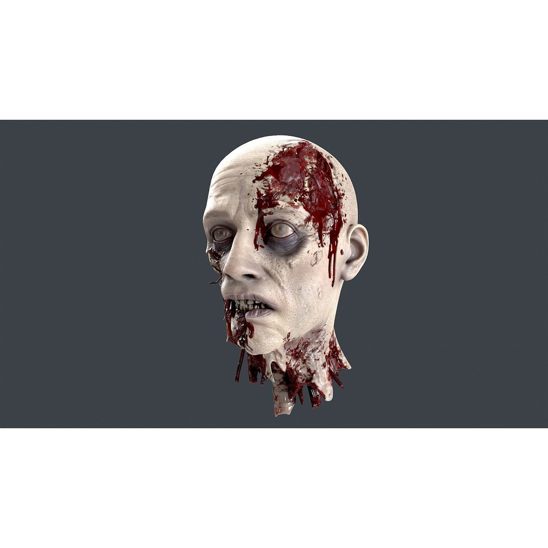 Severed Head 3D Model – Low Poly Character Asset with PBR Textures - View 7