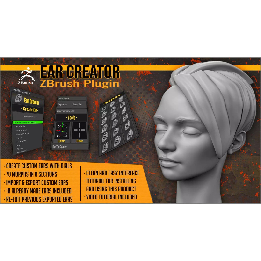 Ear Creator 3D Model – ZBrush Plugin for Custom Ears - View 2