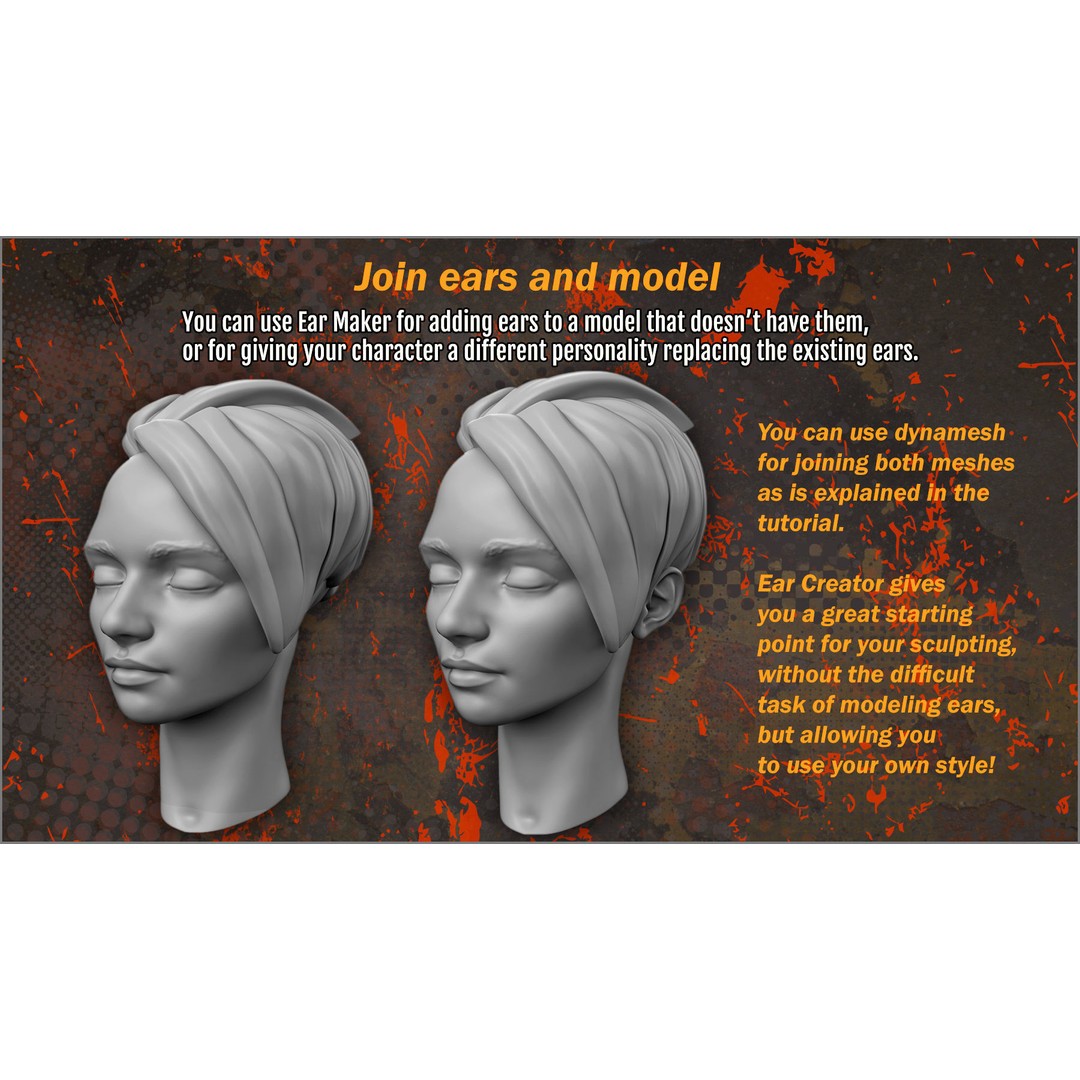 Ear Creator 3D Model – ZBrush Plugin for Custom Ears - View 3