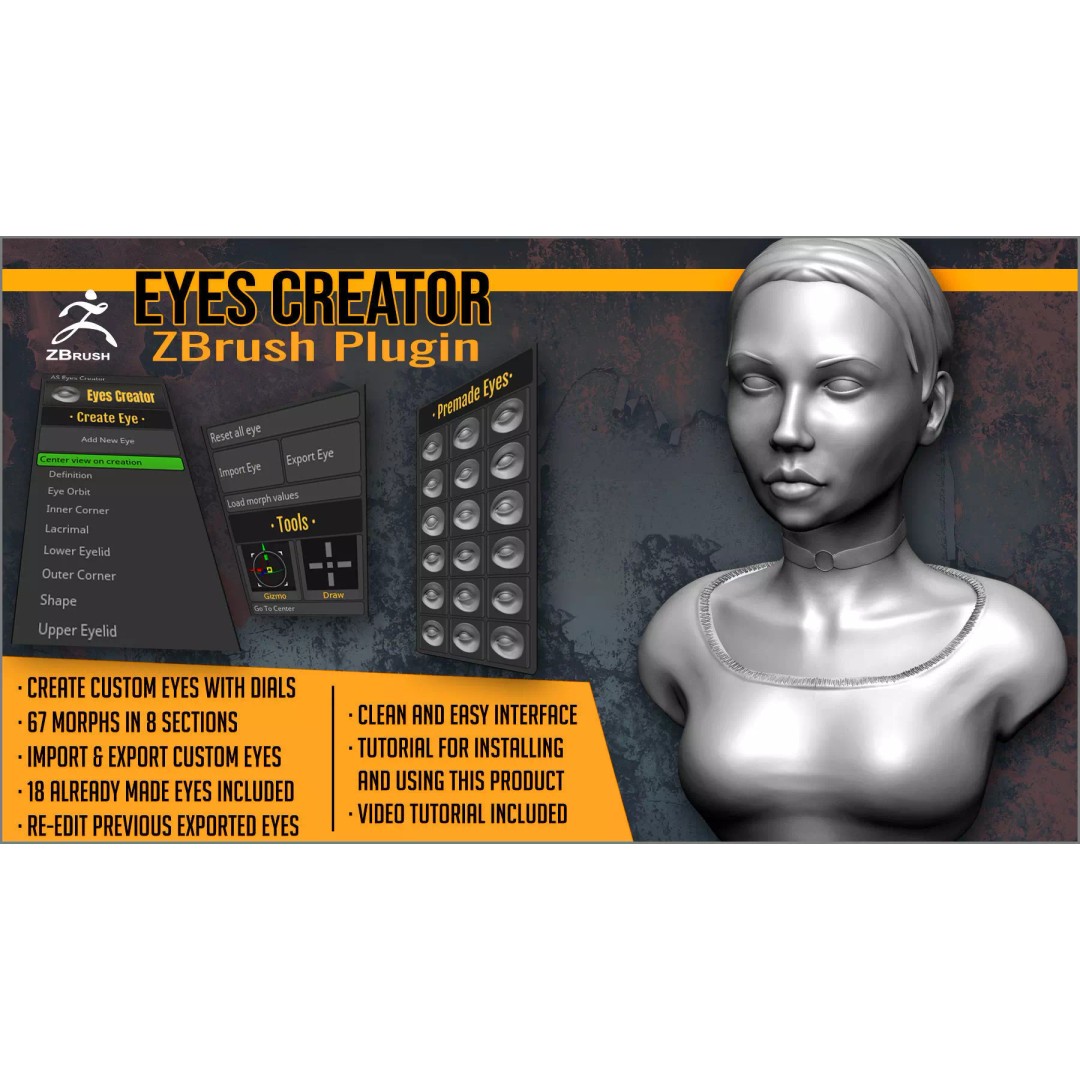 Eyes Creator 3D Model – ZBrush Plugin for Custom Eye Morphing - View 2