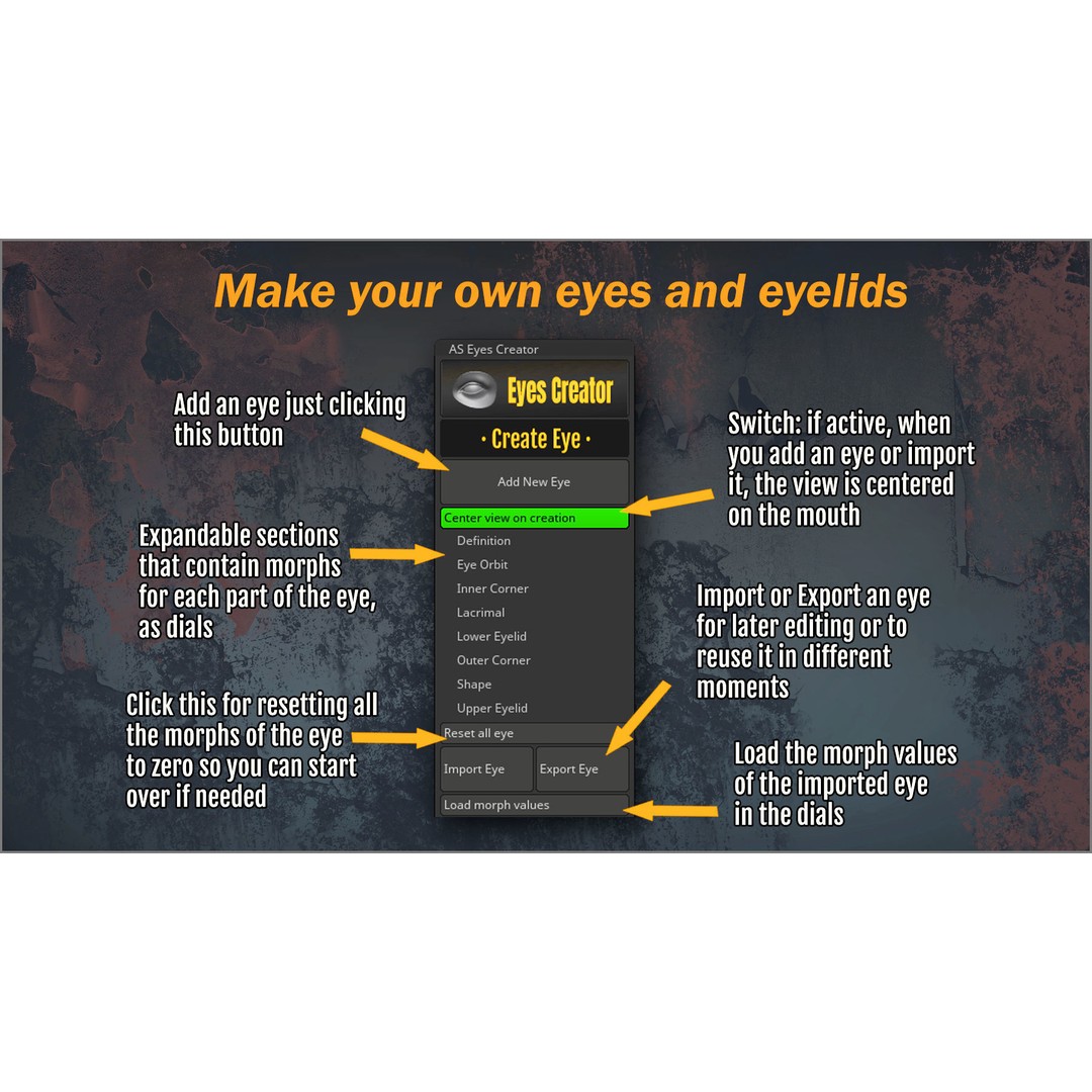 Eyes Creator 3D Model – ZBrush Plugin for Custom Eye Morphing - View 7