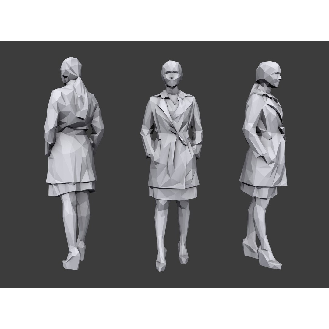 Casual Characters 3D Model – Low Poly Stylized People for Archviz - View 3